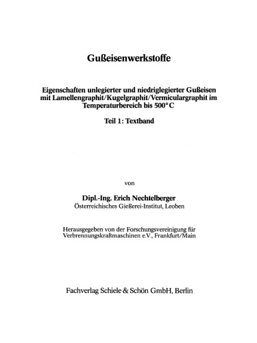 Gußeisenwerkstoffe: Teil 1 Textband