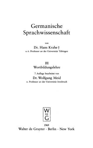 Germanische Sprachwissenschaft: Band 3 Wortbildungslehre