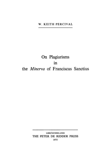 On Plagiarisms in the "Minerva" of Franciscus Sanctius