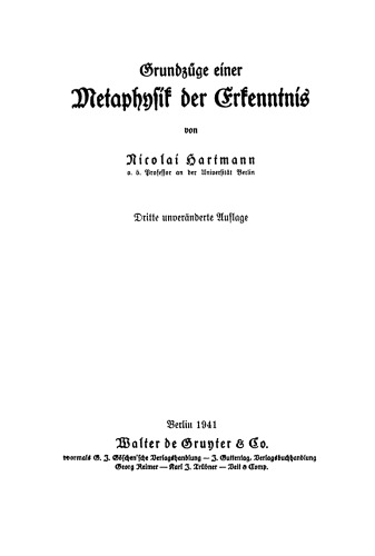 Grundzüge einer Metaphysik der Erkenntnis