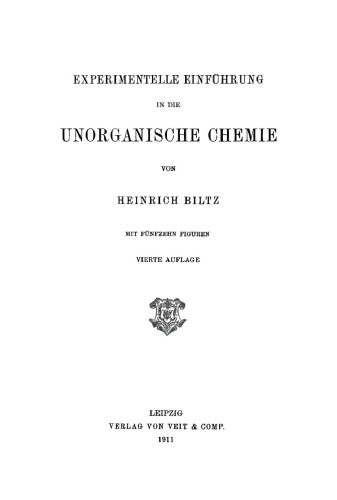Experimentelle Einführung in die unorganische Chemie
