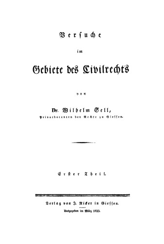 Versuche im Gebiete des Civilrechts: Versuche im Gebiete des Civilrechts