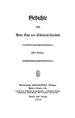 Gedichte von Prinz Emil von Schönaich-Carolath