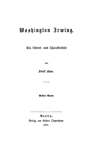 Washington Irwing: Band 1