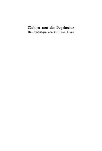 Walther von der Vogelweide: Untersuchungen
