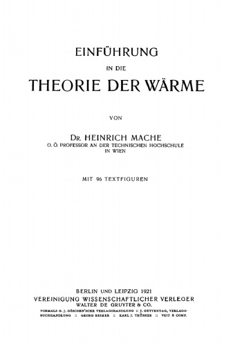 Einführung in die Theorie der Wärme