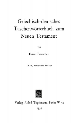 Griechisch-deutsches Taschenwörterbuch zum Neuen Testament