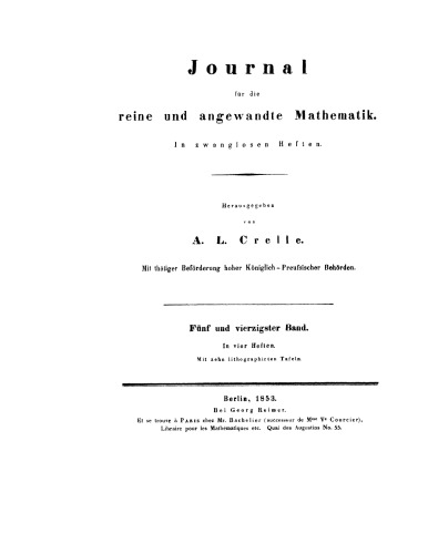 Journal für die reine und angewandte Mathematik: Band 45