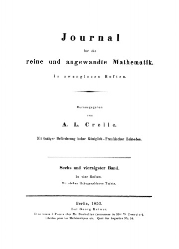 Journal für die reine und angewandte Mathematik: Band 46