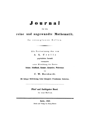 Journal für die reine und angewandte Mathematik: Band 55