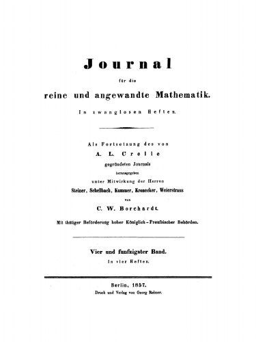 Journal für die reine und angewandte Mathematik: Band 54
