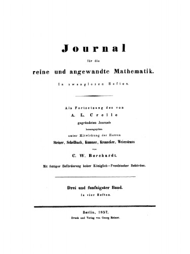 Journal für die reine und angewandte Mathematik: Band 53