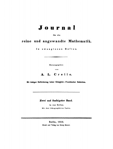 Journal für die reine und angewandte Mathematik: Band 52