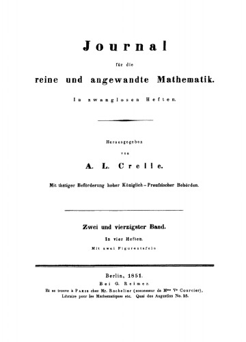 Journal für die reine und angewandte Mathematik: Band 42
