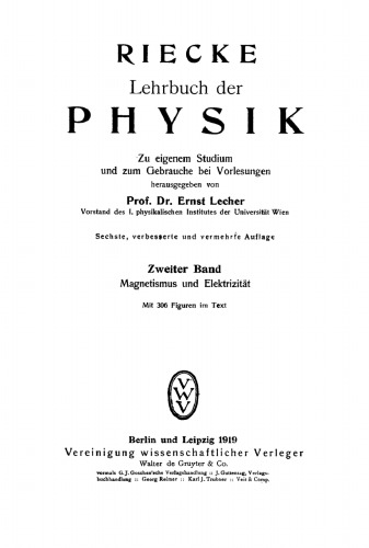Lehrbuch der Physik: Band 2 Magnetismus und Elektrizität