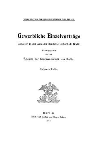 Gewerbliche Einzelvorträge: Reihe 7