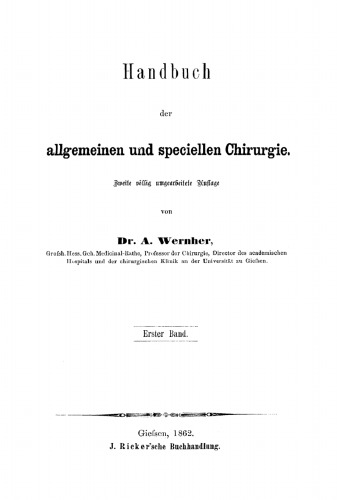 Handbuch der allgemeinen und speciellen Chirurgie: Band 1