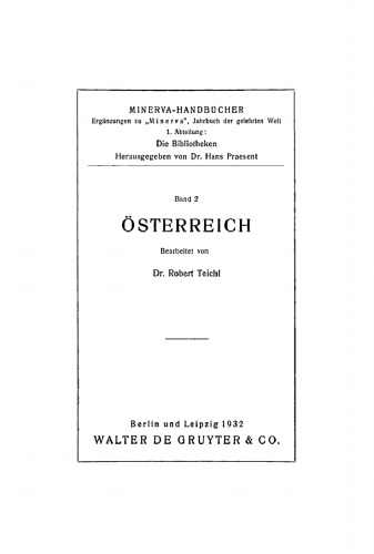 MINERVA / Abt. 1: Band 2 Österreich