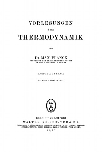 Vorlesungen über Thermodynamik