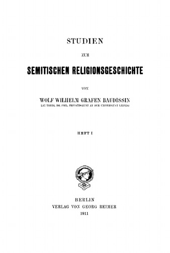 Studien zur semitischen Religionsgeschichte: Heft 1