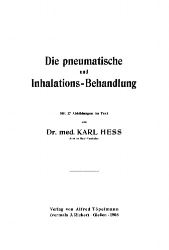 Die pneumatische und Inhalations-Behandlung