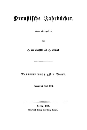 Preußische Jahrbücher: Band 59 Januar bis Juni 1887