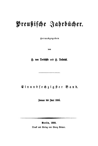 Preußische Jahrbücher: Band 61 Januar bis Juni 1888
