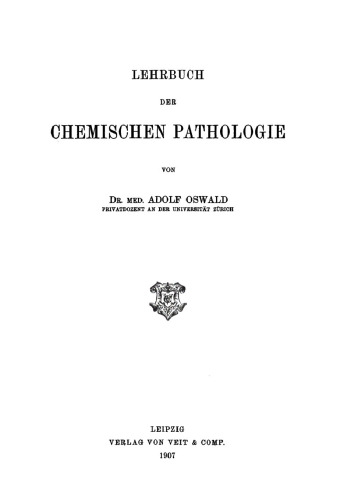 Lehrbuch chemischen Pathologie