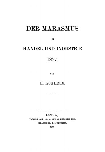 Der Marasmus in Handel und Industrie 1877