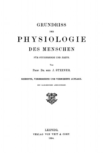Grundriss der Physiologie des Menschen: Für Studierende und Ärzte