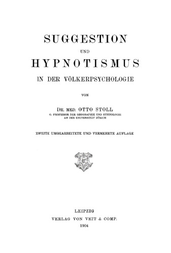 Suggestion und Hypnotismus in der Völkerpsychologie