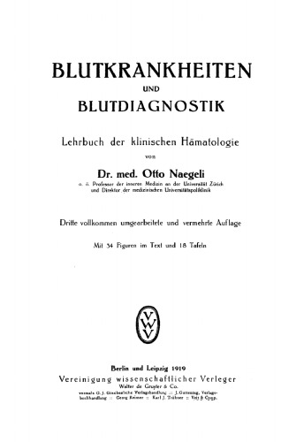 Blutkrankheiten und Blutdiagnostik: Lehrbuch der klinischen Hämatologie