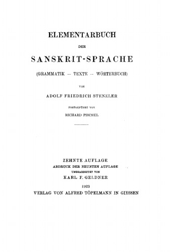 Elementarbuch der Sanskrit-Sprache: (Grammatik. Texte. Wörterbuch)