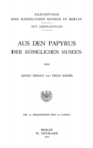 Aus den Papyrus der Königlichen Museen