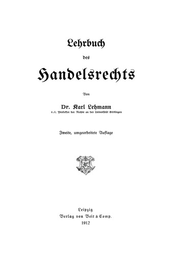 Lehrbuch des Handelsrechts