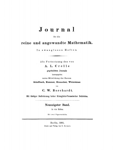 Journal für die reine und angewandte Mathematik: Band 90