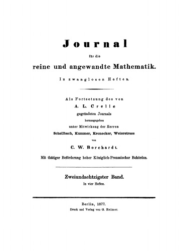 Journal für die reine und angewandte Mathematik: Band 82