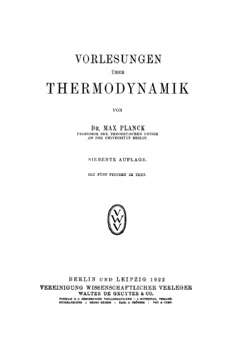 Vorlesungen über Thermodynamik