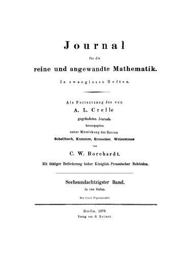 Journal für die reine und angewandte Mathematik: Band 86