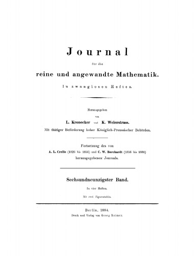 Journal für die reine und angewandte Mathematik: Band 96