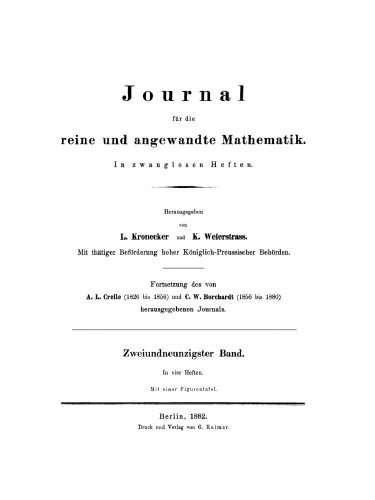 Journal für die reine und angewandte Mathematik: Band 92
