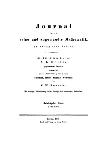 Journal für die reine und angewandte Mathematik: Band 80