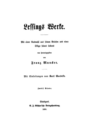 Lessing’s Werke: Band 1