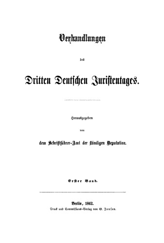 Verhandlungen des Dritten Deutschen Juristentages – Gutachten