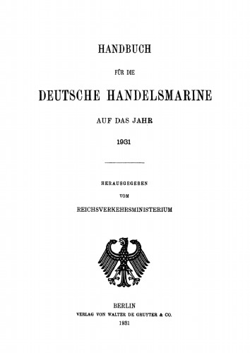 Handbuch für die deutsche Handelsmarine auf das Jahr ...: 1931