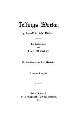Lessings Werke: Band 1