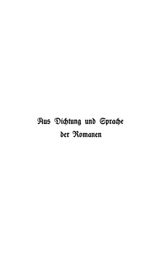 Aus Dichtung und Sprache der Romanen: Reihe 1