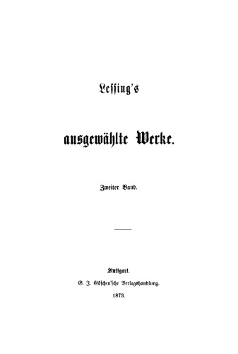 Lessing’s ausgewählte Werke: Band 2