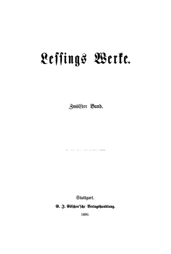 Lessing’s Werke: Band 12