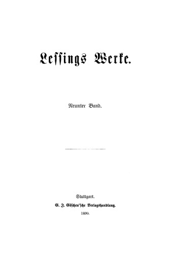 Lessing’s Werke: Band 9